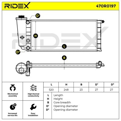 Radiator, Engine Cooling RIDEX 470R0197 470R0197 - photo 8
