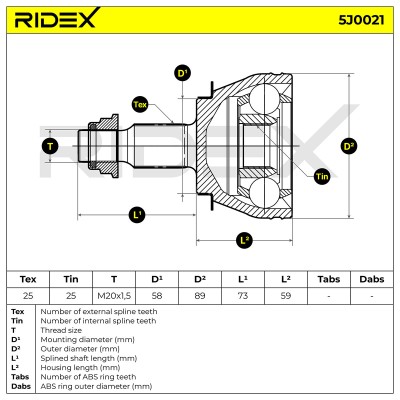 Joint Kit, Drive Shaft RIDEX 5J0021 5J0021 - photo 7