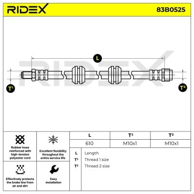 Brake Hose RIDEX 83B0525 83B0525 - photo 2