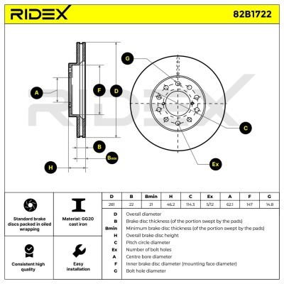 Brake Disc RIDEX 82B1722 82B1722 - photo 6