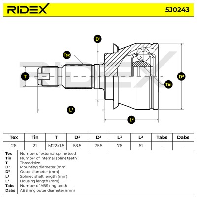Joint Kit, Drive Shaft RIDEX 5J0243 5J0243 - photo 4