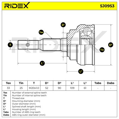 Joint Kit, Drive Shaft RIDEX 5J0953 5J0953 - photo 6