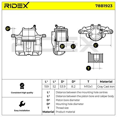 Brake Caliper RIDEX 78B1923 78B1923 - photo 3