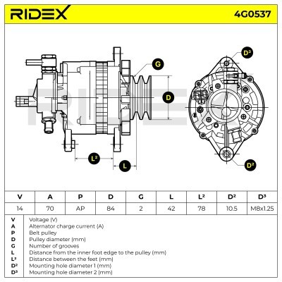 Alternator RIDEX 4G0537 4G0537 - photo 8