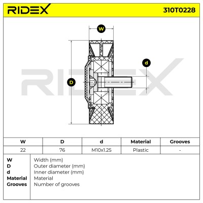 Belt Tensioner V-Ribbed Belt RIDEX 310T0228 310T0228 - photo 6
