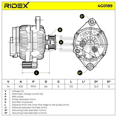 Alternator RIDEX 4G0189 4G0189 - photo 7