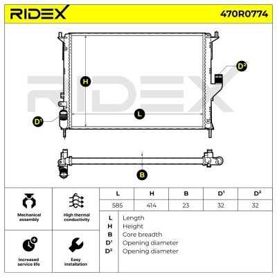 Radiator, Engine Cooling RIDEX 470R0774 470R0774 - photo 8