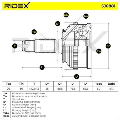 Joint Kit, Drive Shaft RIDEX 5J0881 5J0881 - photo 6