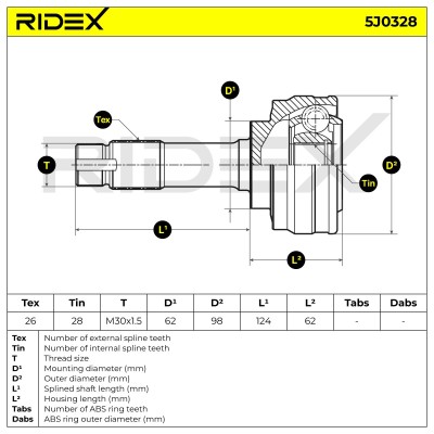 Joint Kit, Drive Shaft RIDEX 5J0328 5J0328 - photo 5