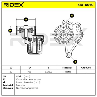 Belt Tensioner V-Ribbed Belt RIDEX 310T0070 310T0070 - photo 6