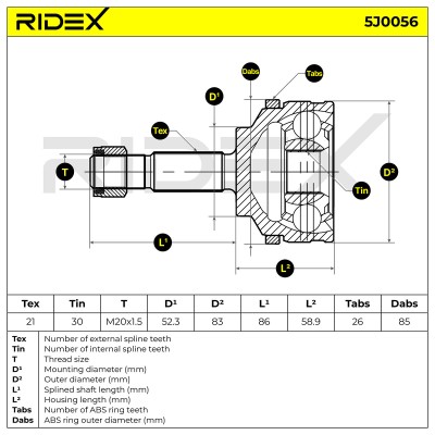 Joint Kit, Drive Shaft RIDEX 5J0056 5J0056 - photo 7