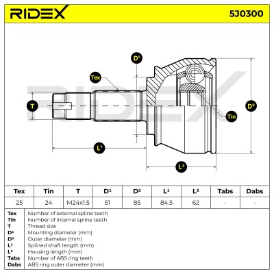 Joint Kit, Drive Shaft RIDEX 5J0300 5J0300 - photo 5