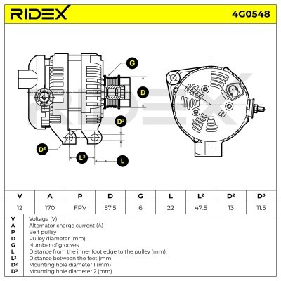 Alternator RIDEX 4G0548 4G0548 - photo 7