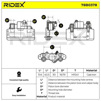 Brake Caliper RIDEX 78B0378 78B0378 - photo 6