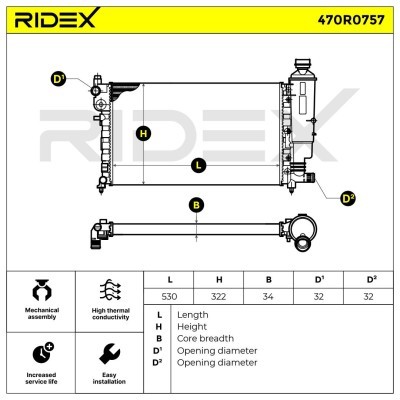 Radiator, Engine Cooling RIDEX 470R0757 470R0757 - photo 7
