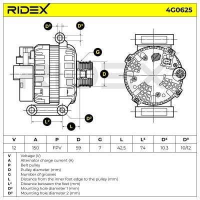 Alternator RIDEX 4G0625 4G0625 - photo 7