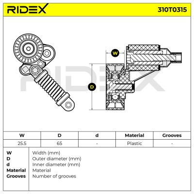 Belt Tensioner V-Ribbed Belt RIDEX 310T0315 310T0315 - photo 6