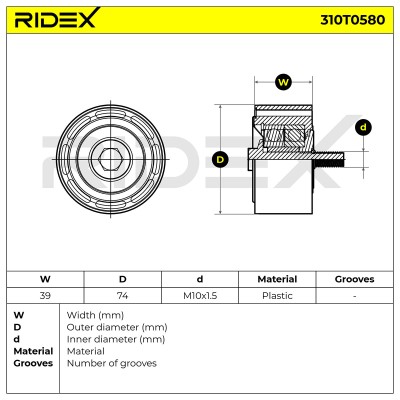 Belt Tensioner V-Ribbed Belt RIDEX 310T0580 310T0580 - photo 6