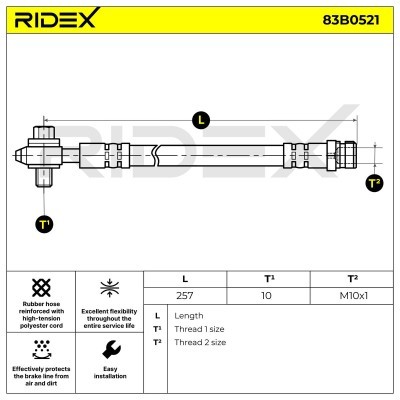 Brake Hose RIDEX 83B0521 83B0521 - photo 2