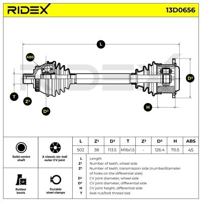 Drive Shaft RIDEX 13D0656 13D0656 - photo 6