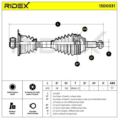 Drive Shaft RIDEX 13D0331 13D0331 - photo 7
