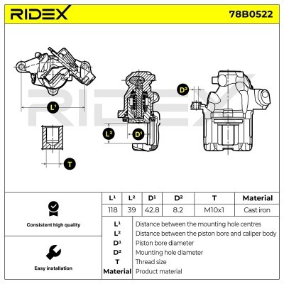 Brake Caliper RIDEX 78B0522 78B0522 - photo 7