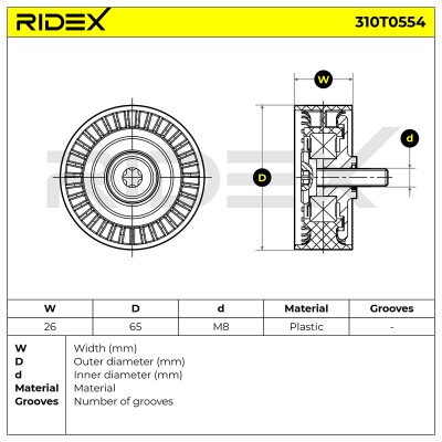 Belt Tensioner V-Ribbed Belt RIDEX 310T0554 310T0554 - photo 5