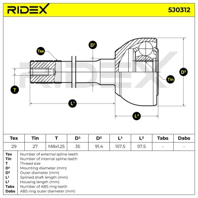 Joint Kit, Drive Shaft RIDEX 5J0312 5J0312 - photo 5
