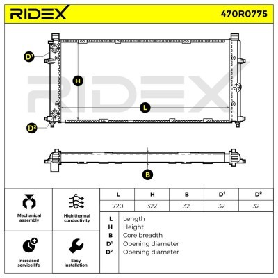 Radiator, Engine Cooling RIDEX 470R0775 470R0775 - photo 5