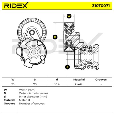 Belt Tensioner V-Ribbed Belt RIDEX 310T0071 310T0071 - photo 6