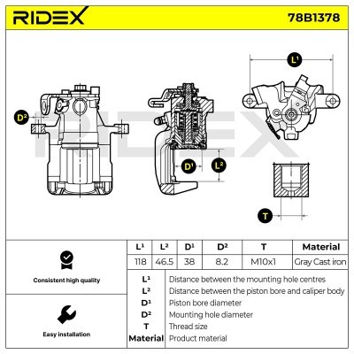 Brake Caliper RIDEX 78B1378 78B1378 - photo 8