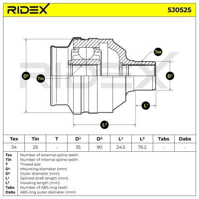 Joint Kit, Drive Shaft RIDEX 5J0525 5J0525 - photo 6