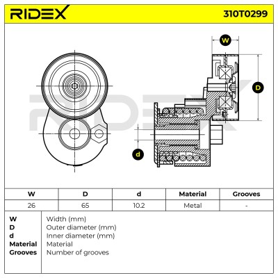 Belt Tensioner V-Ribbed Belt RIDEX 310T0299 310T0299 - photo 6