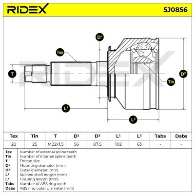 Joint Kit, Drive Shaft RIDEX 5J0856 5J0856 - photo 6