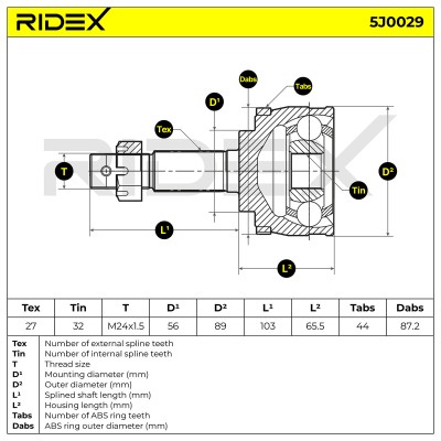 Joint Kit, Drive Shaft RIDEX 5J0029 5J0029 - photo 5