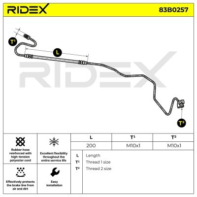 Brake Hose RIDEX 83B0257 83B0257 - photo 3