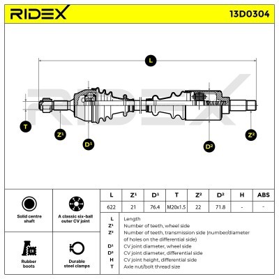Drive Shaft RIDEX 13D0304 13D0304 - photo 5