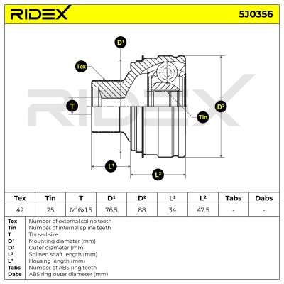 Joint Kit, Drive Shaft RIDEX 5J0356 5J0356 - photo 7