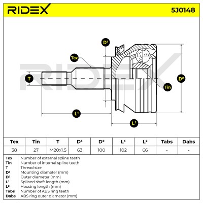 Joint Kit, Drive Shaft RIDEX 5J0148 5J0148 - photo 5