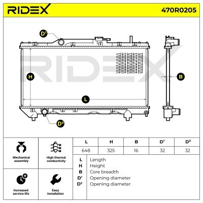 Radiator, Engine Cooling RIDEX 470R0205 470R0205 - photo 4