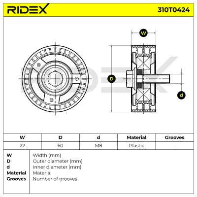 Belt Tensioner V-Ribbed Belt RIDEX 310T0424 310T0424 - photo 6