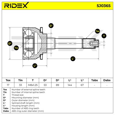 Joint Kit, Drive Shaft RIDEX 5J0365 5J0365 - photo 5