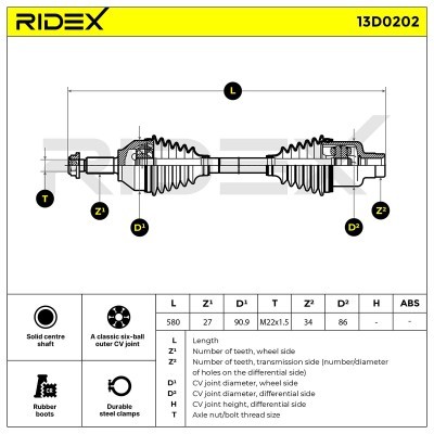 Drive Shaft RIDEX 13D0202 13D0202 - photo 8