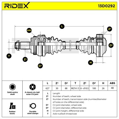 Drive Shaft RIDEX 13D0292 13D0292 - photo 6