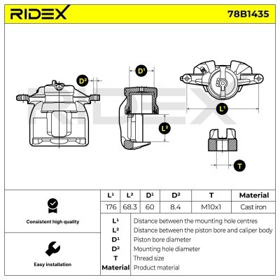 Brake Caliper RIDEX 78B1435 78B1435 - photo 7