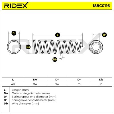 Suspension Spring RIDEX 188C0116 188C0116 - photo 3