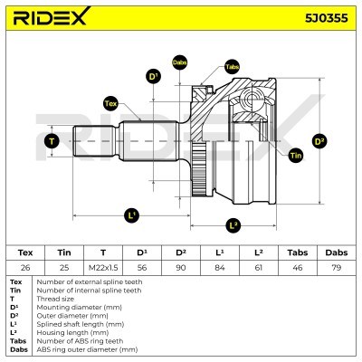 Joint Kit, Drive Shaft RIDEX 5J0355 5J0355 - photo 7