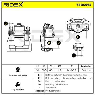 Brake Caliper RIDEX 78B0965 78B0965 - photo 6