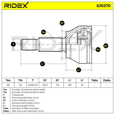 Joint Kit, Drive Shaft RIDEX 5J0270 5J0270 - photo 5