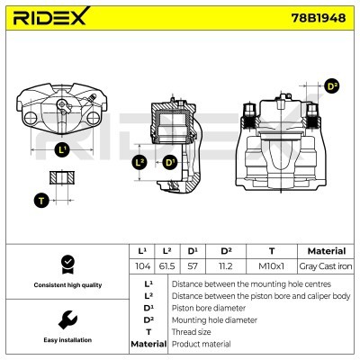 Brake Caliper RIDEX 78B1948 78B1948 - photo 6